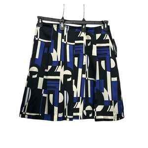 Lauren Ralph Lauren Silk Geometric Print Pleated Skirt Size 14 Petite Satin NWT